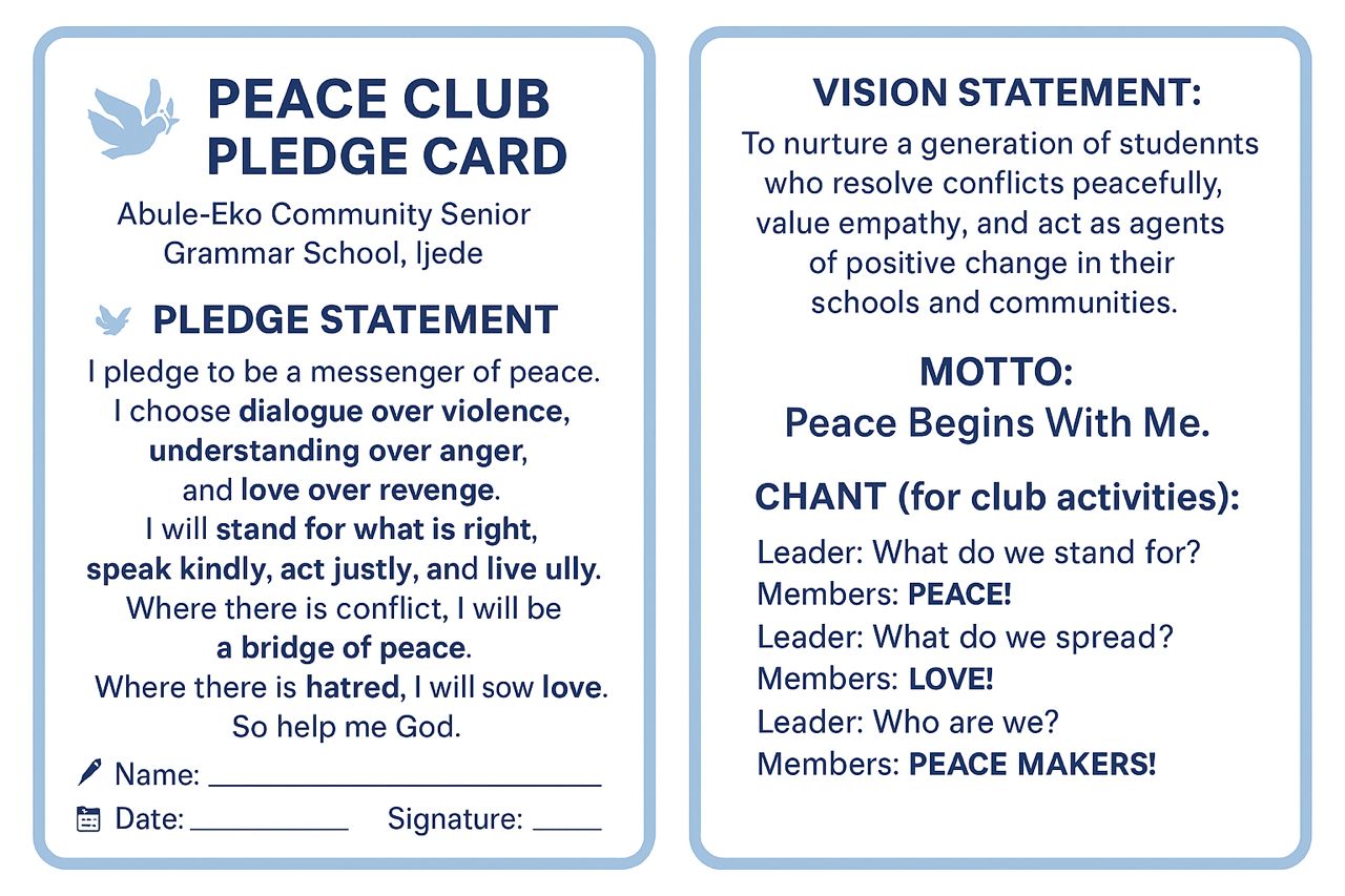 Haven for the Hopeless Foundation — peace clubs — programme photo